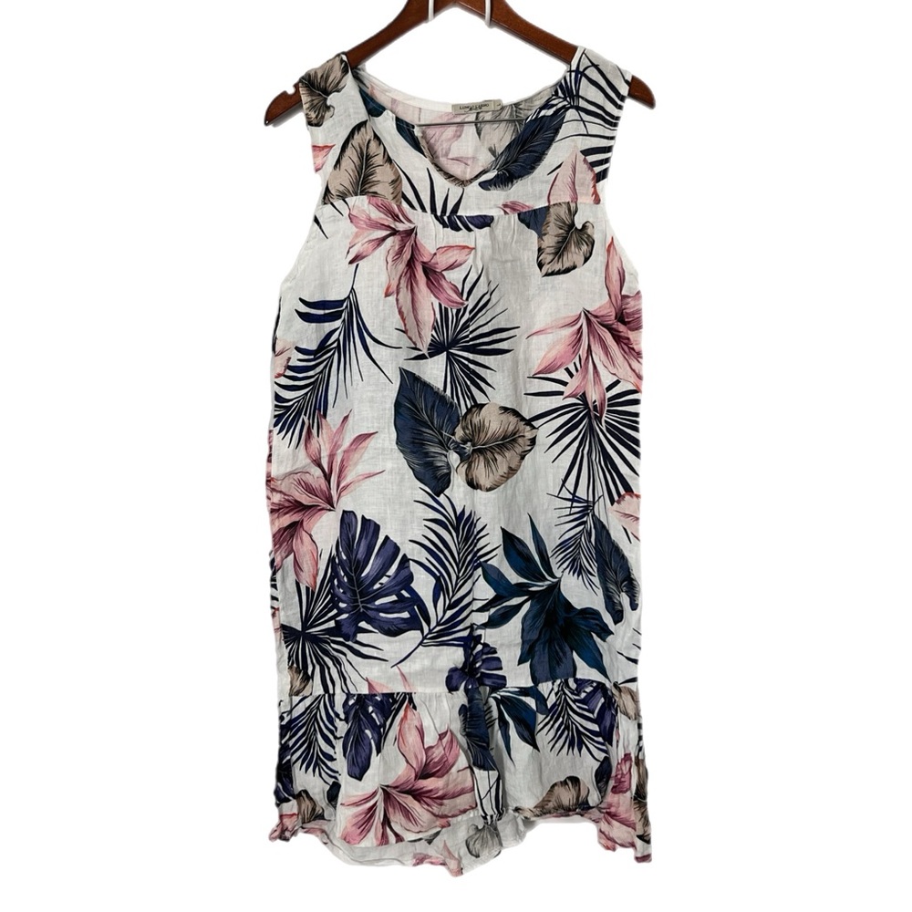 Beautiful linen Palm Leaf Coastal sun dress